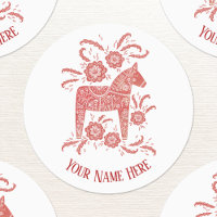Swedish Dala Horse Red and White Personalised