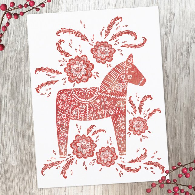 Swedish Dala Horse Red and White Postcard (Creator Uploaded)