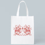 Swedish Dala Horse Red and White Reusable Grocery Bag<br><div class="desc">A traditional Swedish Dala Horse design in red and white. Perfect for the winter holidays.</div>