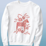 Swedish Dala Horse Red and White Sweatshirt<br><div class="desc">A traditional Swedish Dala Horse illustration in festive red and white.</div>
