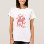 Swedish Dala Horse Red and White T-Shirt<br><div class="desc">A traditional Swedish Dala Horse illustration.</div>