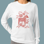 Swedish Dala Horse Red and White T-Shirt<br><div class="desc">A traditional Swedish Dala Horse illustration.</div>