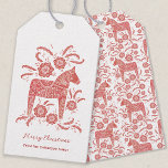 Swedish Dala Horse Red Gift Tags<br><div class="desc">Traditional Swedish Dalecarlian Dala Horse folk art in red and white. Change the greeting and name to personalise.</div>