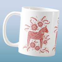 Swedish Dala Horse Red White