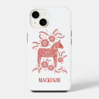Swedish Dala Horse Red & White Personalised