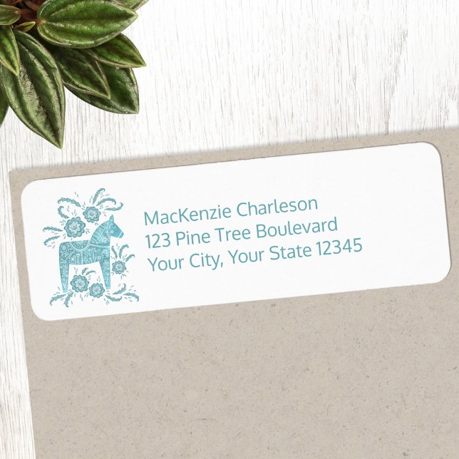 Swedish Dala Horse Return Address (Swedish Dala Horse return address label sticker)