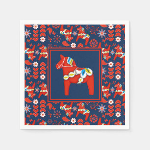 Swedish Dala Horse Scandinavian Christmas Napkin