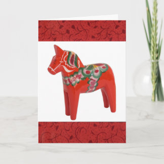 Swedish Dala Horse Scandinavian Custom Holiday Card