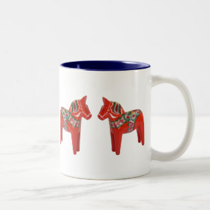Swedish Dala Horse Scandinavian Two-Tone Coffee Mug