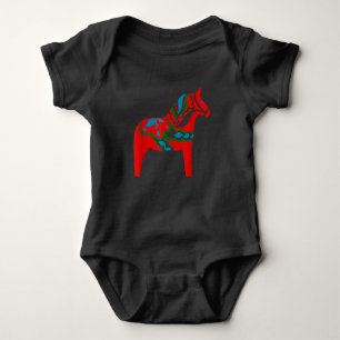 Swedish Dala Horse Sweden Red Dalecarlian Horse Baby Bodysuit