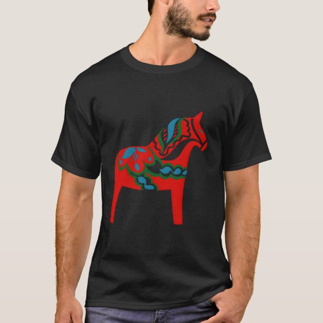 Swedish Dala Horse Sweden Red Dalecarlian Horse T-Shirt (Front)