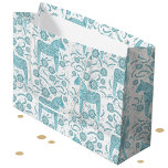 Swedish Dala Horse Teal and White Large Gift Bag<br><div class="desc">Traditional Swedish Dalecarlian Dala Horse folk art in teal green and white. Original art by Nic Squirrell.</div>