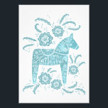 Swedish Dala Horse Teal Folk Art Photo Print<br><div class="desc">A traditional Swedish Dala Horse folk art style design in teal green and white.  
Perfect for those who love Scandinavian design.</div>