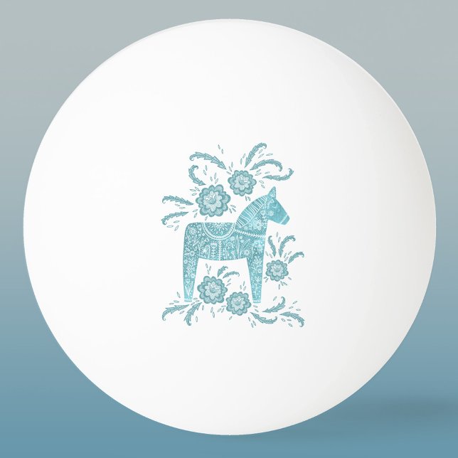 Swedish Dala Horse Teal Green Folk Art Ping Pong Ball (Swedish Dala Horse teal green folk art ping pong ball)