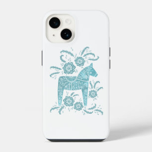 Swedish Dala Horse Teal Green iPhone 14 Case