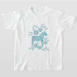 Swedish Dala Horse Teal Green Viking T-Shirt<br><div class="desc">A traditional Swedish Dala Horse illustration in teal green. Perfect for Vikings.</div>