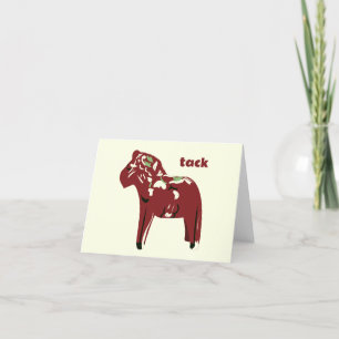 Swedish Dala Horse Thank You  Card