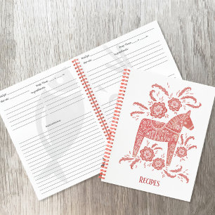 Swedish Dala Horse Traditional Folk Art Recipe Notebook