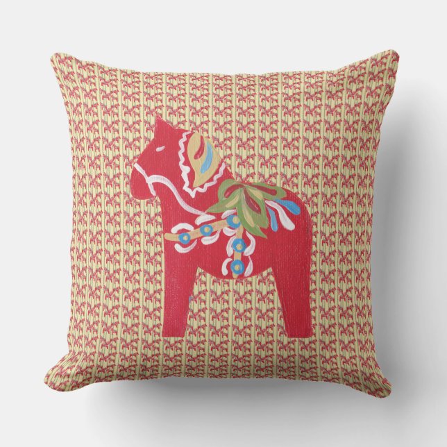 Swedish Dala Horses Cushion (Front)