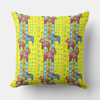 Swedish Dala Horses Outdoor Cushion
