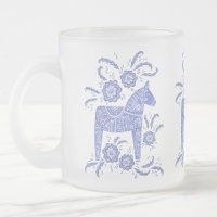 Swedish Dala Horses Periwinkle Blue and White