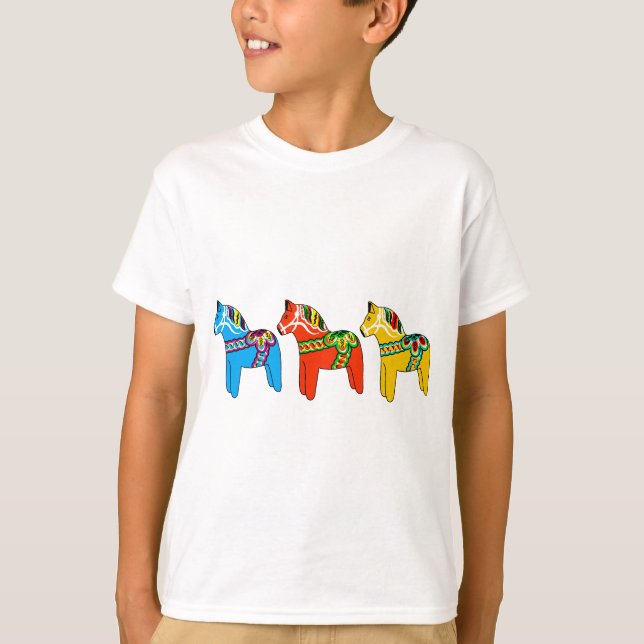 Swedish Dala Horses T-Shirt (Front)