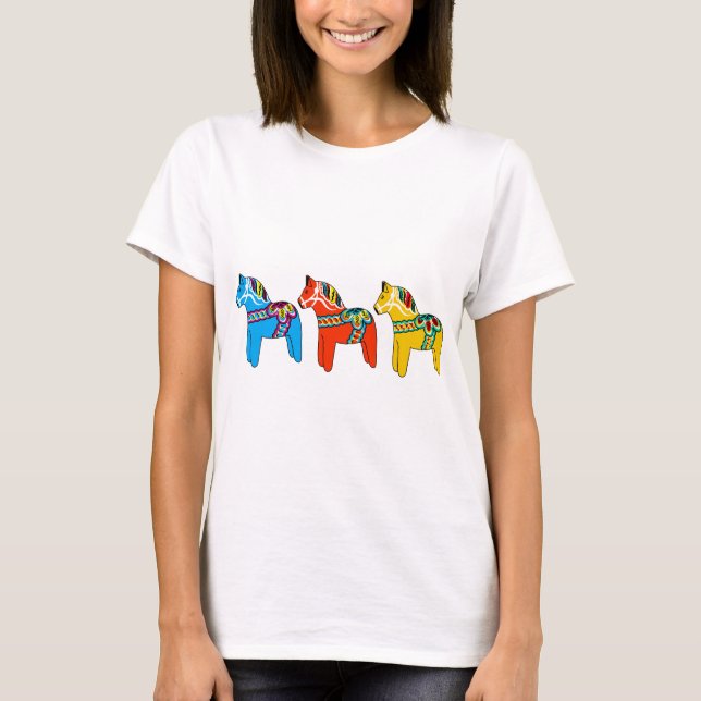 Swedish Dala Horses T-Shirt (Front)
