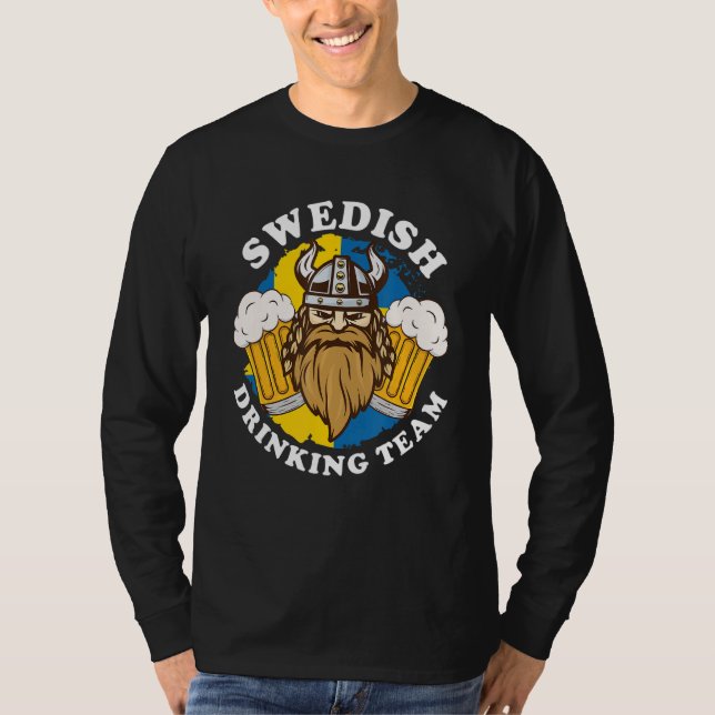 Swedish Drinking Team Beer Alcohol Party Flag Viki T-Shirt (Front)