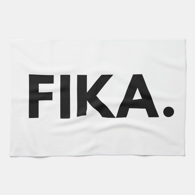 Swedish Fika Bold Black and White Sans Serif Tea Towel (Horizontal)