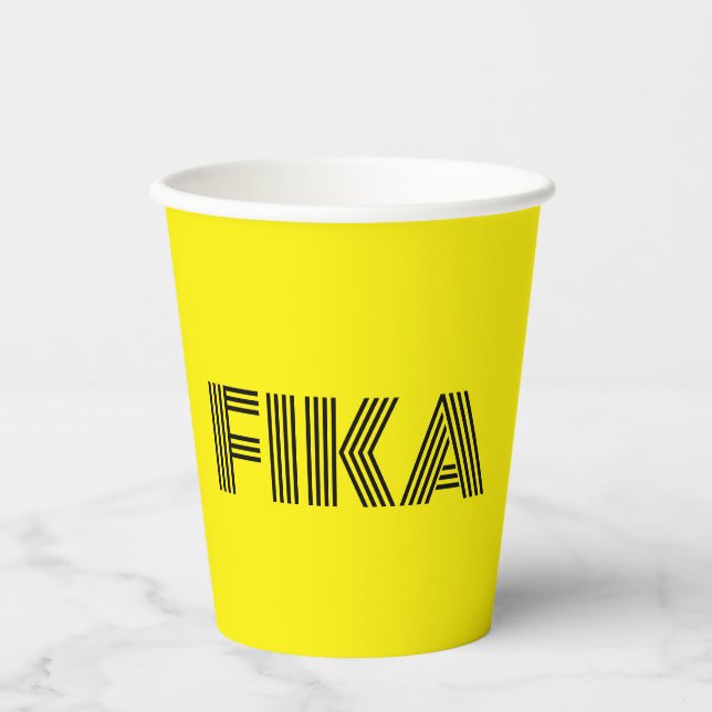 Swedish Fika Yellow and Black Paper Cups (Front)