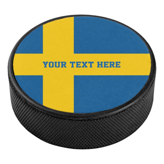 Swedish flag custom hockey puck sports gift idea (3/4)