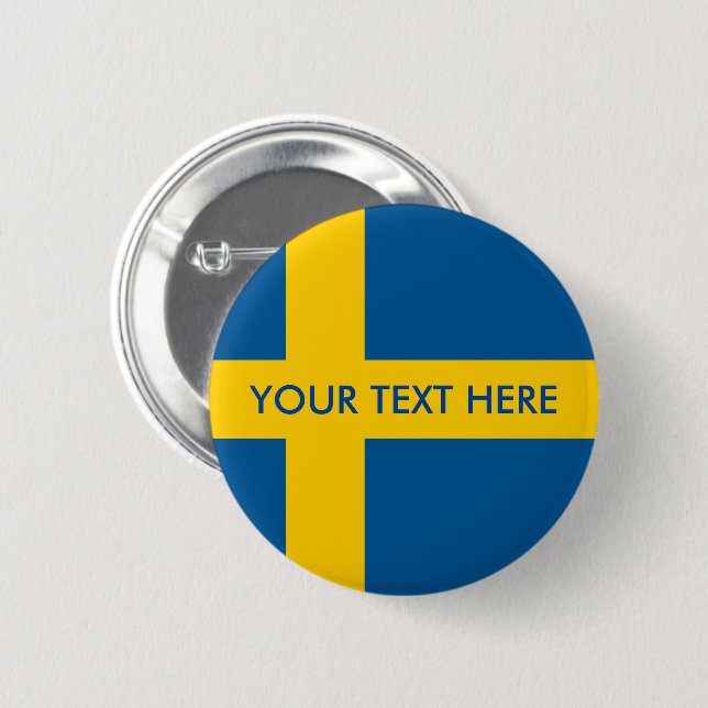 Swedish flag custom round pinback buttons (Front & Back)