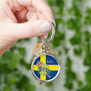 Swedish flag, emblem & Sweden holiday / sports Key Ring