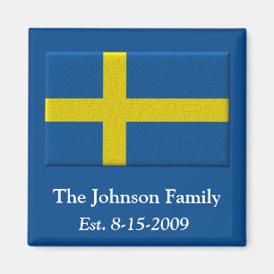 Swedish Flag Family Name and Date Magnet