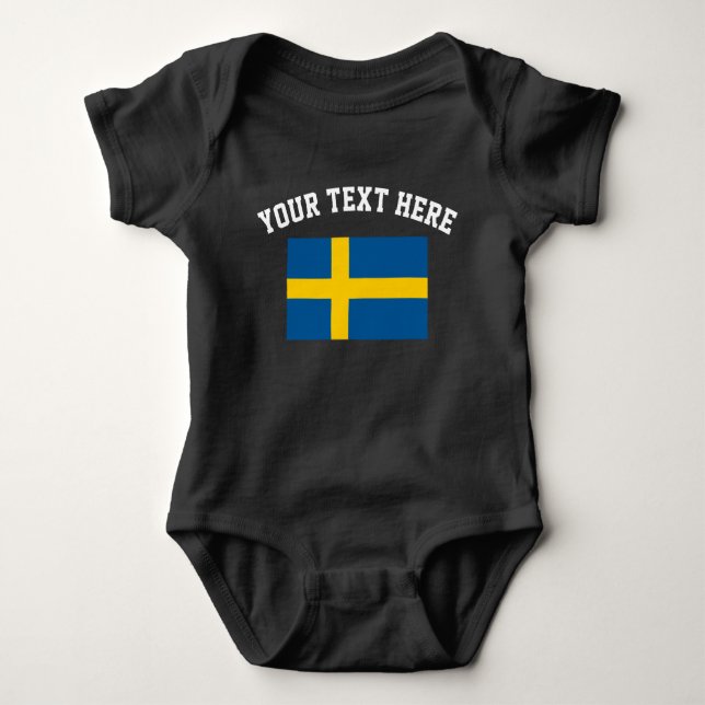 Swedish flag football jersey baby bodysuit outfit (Front)