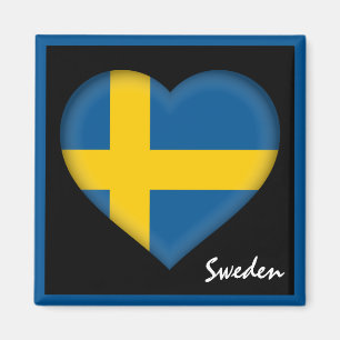 Swedish flag & Heart, Sweden holiday /sports Magnet