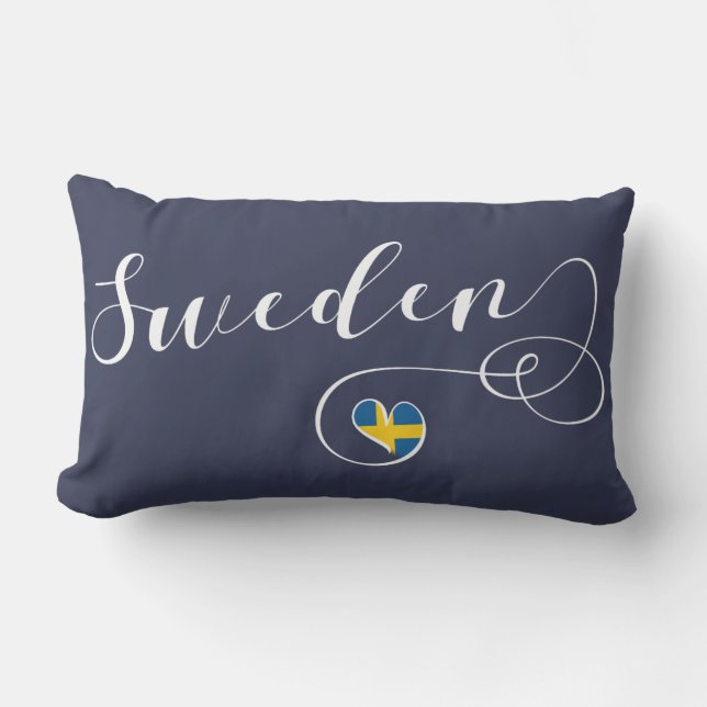 Swedish Flag Heart, Sweden Lumbar Cushion (Front)