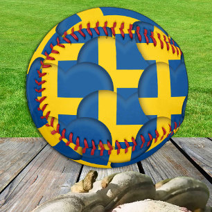 Swedish Flag, Hearts - Baseballs, Love Sweden Baseball