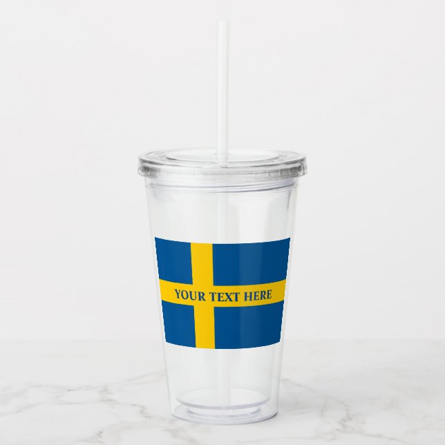 Swedish flag of Sweden custom Acrylic Tumbler (Front)