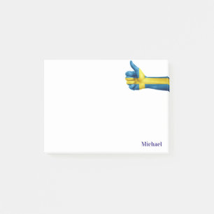 Swedish Flag On A Tums-Up Hand Post-it Notes