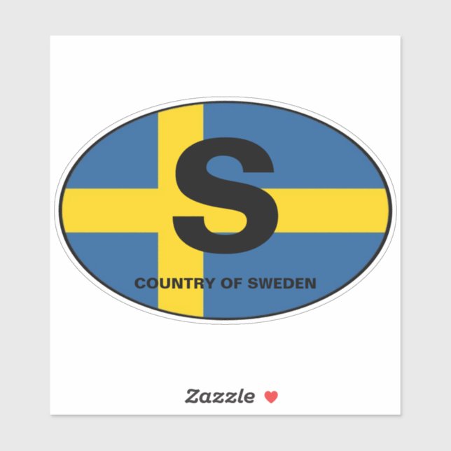 Swedish Flag Oval Country Code Car Sticker (Sheet)