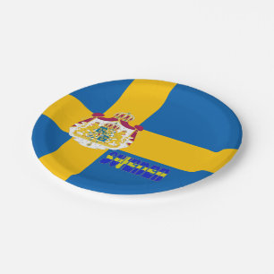 Swedish flag paper plate