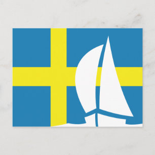 Swedish Flag Sailing Boat Sweden Nautical Postcard