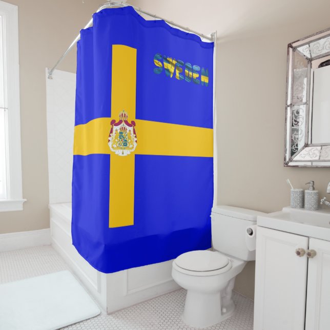 Swedish flag shower curtain (In Situ)