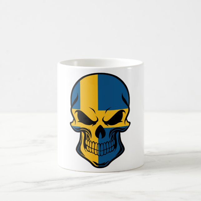 Swedish Flag Skull Coffee Mug (Center)