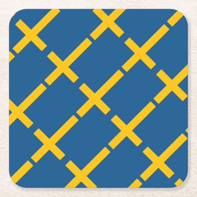 Swedish Flag Square Paper Coaster (Front)