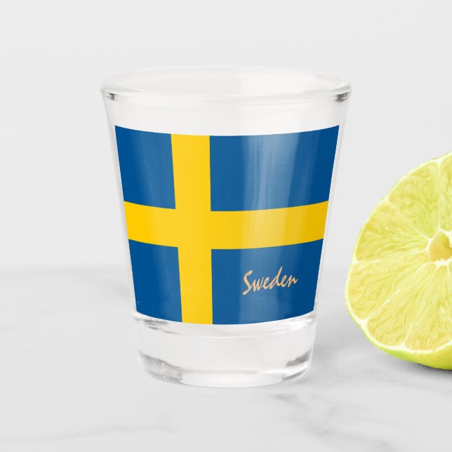 Swedish Flag & Sweden country patriot /sports Shot Glass (Front)