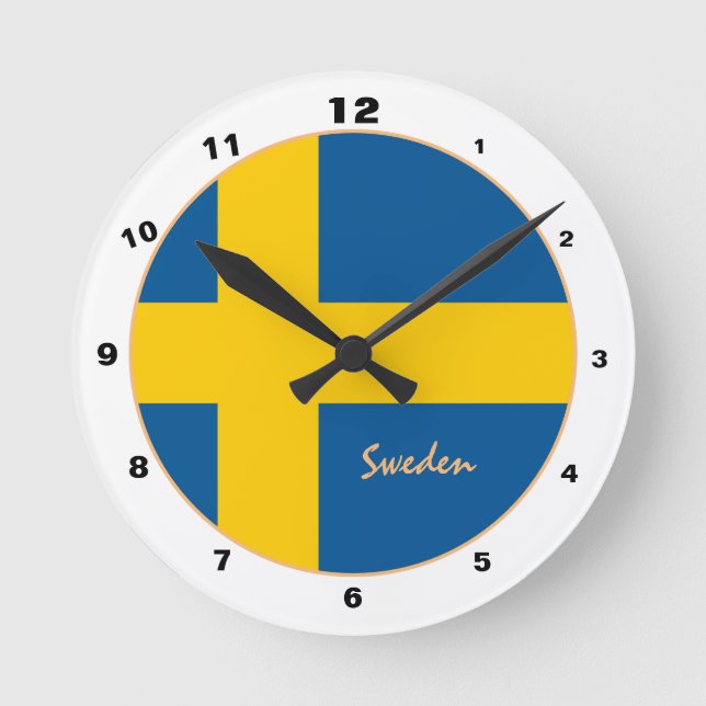 Swedish Flag & Sweden trendy Home / design Round Clock (Front)