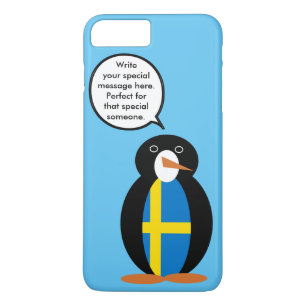 Swedish Flag Talking Ms. Penguin Personalised Case-Mate iPhone Case