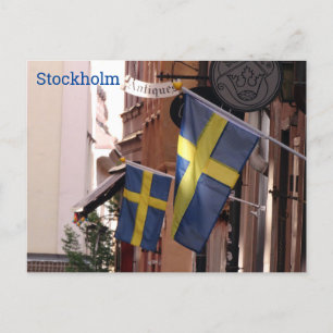 Swedish Flags in Stockholm's Old City Postcard